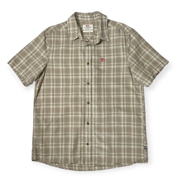 Fjallraven Relaxed Fit Short Sleeve Button Down Shirt SIZE M Brown Plaid - Picture 1 of 9